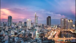 Toàn cảnh Thành phố Hồ Chí Minh lúc hoàng hôn